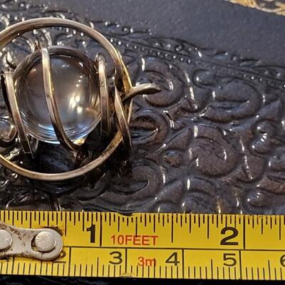 Lot 302: Vintage Sterling Silver Crystal Ball Pendant