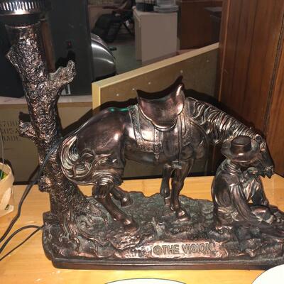 Vintage bronze horse lamp