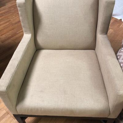Vintage extra large linen accent chair 