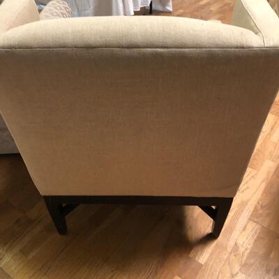 Vintage extra large linen accent chair 