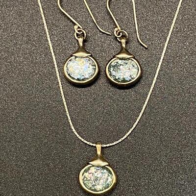 Sterling Silver Pendant Necklace with Matching Earrings Set