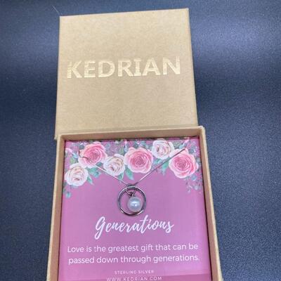 Kedrian Sterling Silver Faux Pearl Pendant Necklace with Box