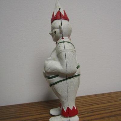 Antique Cast Iron 'Grumpy Clown' Bank- 6 Inches Tall