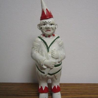 Antique Cast Iron 'Grumpy Clown' Bank- 6 Inches Tall