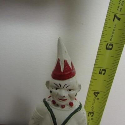 Antique Cast Iron 'Grumpy Clown' Bank- 6 Inches Tall