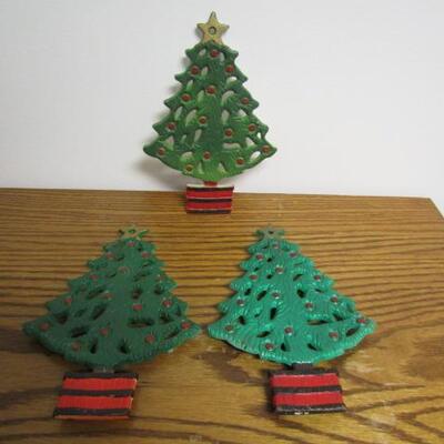 Vintage Cast Iron Christmas Tree Trivets
