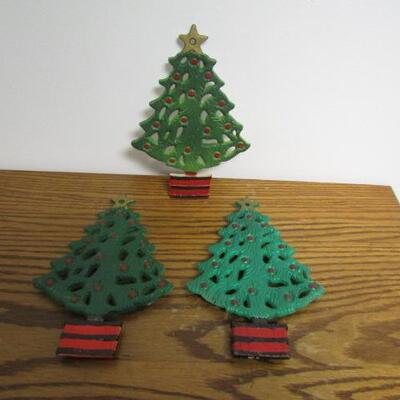 Vintage Cast Iron Christmas Tree Trivets