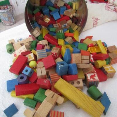 Collection of Assorted Wooden Building Blocks