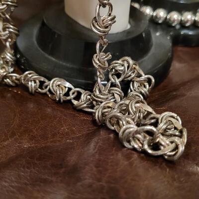 Lot 319: (2) Costume Jewelry Necklaces Silver Tone 