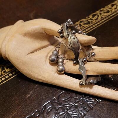 Lot 321: Vintage Sterling Silver Dolphin Bracelet + Sterling Drop Earrings