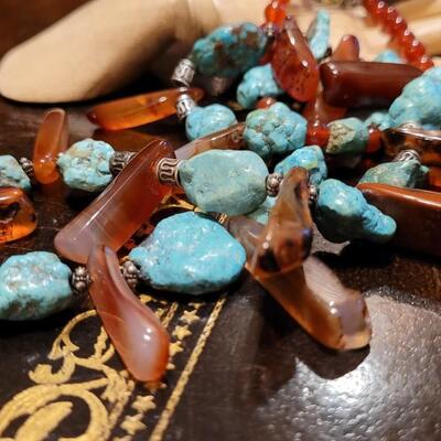 Lot 322: Asian Turquiose & Stone Necklace
