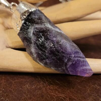 Lot 331: 24" Amethyst Pendant Necklack (gold full chain)