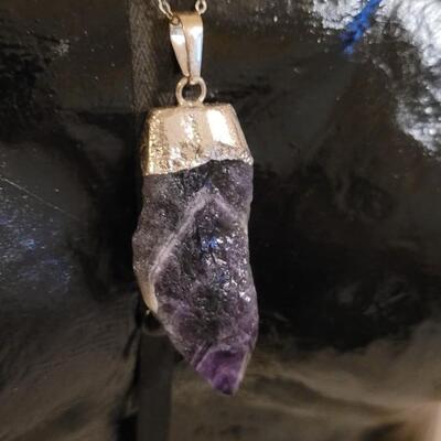 Lot 331: 24" Amethyst Pendant Necklack (gold full chain)