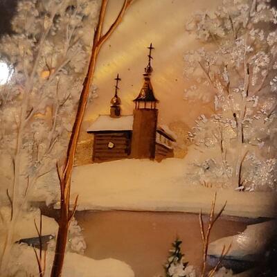 Lot 337: Handpainted Scene on Abalone Signed & Dated 