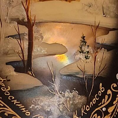 Lot 337: Handpainted Scene on Abalone Signed & Dated 