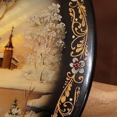 Lot 337: Handpainted Scene on Abalone Signed & Dated 