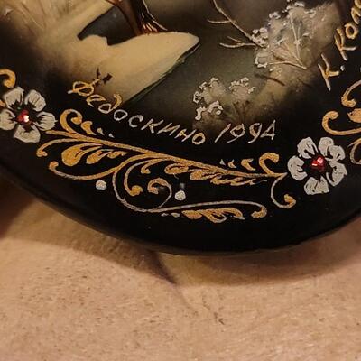 Lot 337: Handpainted Scene on Abalone Signed & Dated 