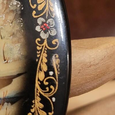 Lot 337: Handpainted Scene on Abalone Signed & Dated 