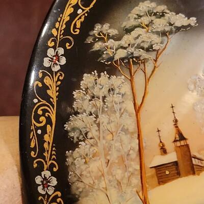 Lot 337: Handpainted Scene on Abalone Signed & Dated 