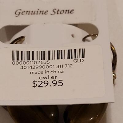 Lot 338: Coldwater Creek Stone Owl Earrings,  Yellow Glass and Stone Hoop Earrings 