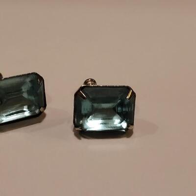 Lot 343: Aquamarine Sterling Silver Screw Back Earrings 