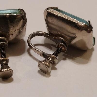 Lot 343: Aquamarine Sterling Silver Screw Back Earrings 