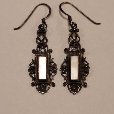 Lot 354: Sterling Silver & Abalone Earrings 