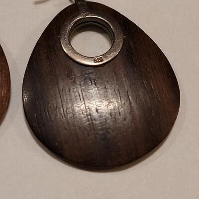 Lot 346: Sterling Silver and Wiod Earrings 