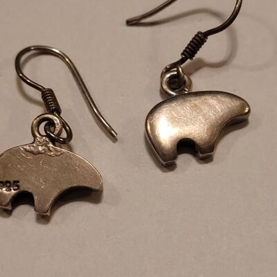 Lot 349: Sterling Silver Bear Earrings 