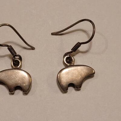 Lot 349: Sterling Silver Bear Earrings 