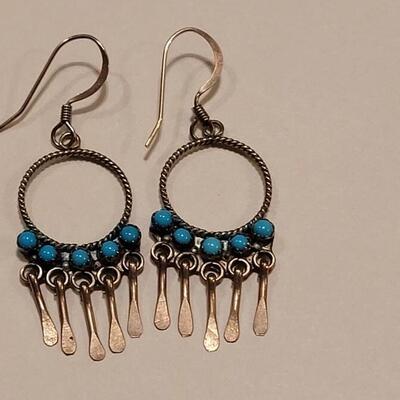 Lot 352: Unmarked Sterling Turquois Earrings 