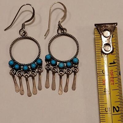 Lot 352: Unmarked Sterling Turquois Earrings 