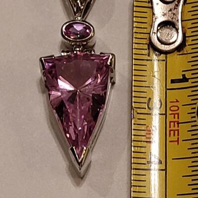 Lot 356: Sterling Silver Pink Tourmaline Pendant 