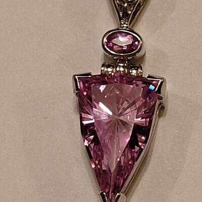 Lot 356: Sterling Silver Pink Tourmaline Pendant 