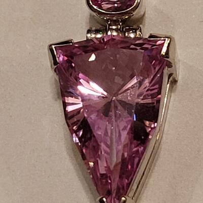 Lot 356: Sterling Silver Pink Tourmaline Pendant 