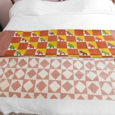 Pair of Vintage Hand Cut, Hand Sewn Quilts