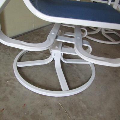 Pair of Outdoor Patio Metal Frame Mesh Fabric Swivel Chairs