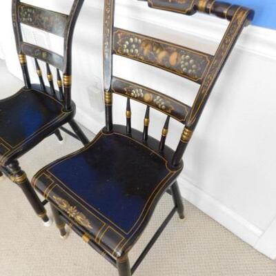 Pair of Vintage Fancy Painted Hitchcock Design Chairs