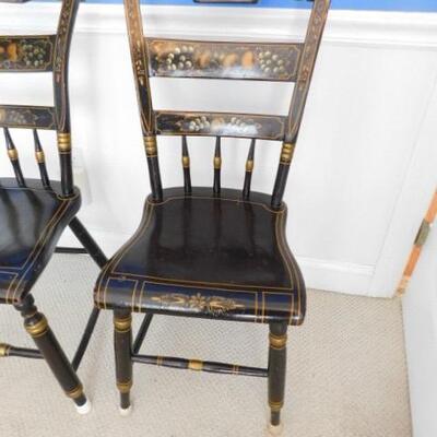Pair of Vintage Fancy Painted Hitchcock Design Chairs