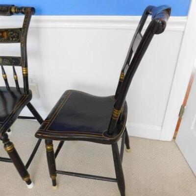 Pair of Vintage Fancy Painted Hitchcock Design Chairs