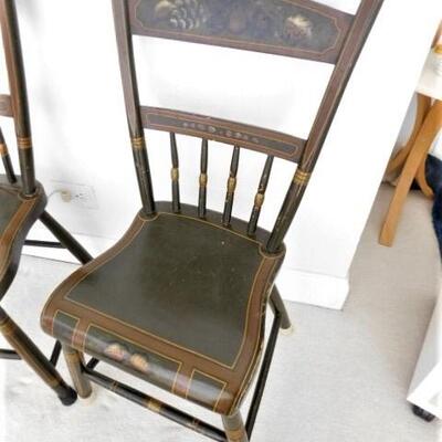 Pair of Vintage Pennsylvania Fancy Painted Chairs Rounded #1 of 4 Sets