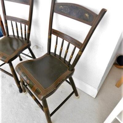 Pair of Vintage Pennsylvania Fancy Painted Chairs Rounded #1 of 4 Sets