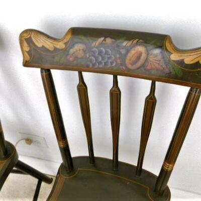 Pair of Vintage Pennsylvania Fancy Painted Chairs Rounded #2 of 4 Sets
