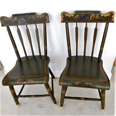 Pair of Vintage Pennsylvania Fancy Painted Chairs Rounded #2 of 4 Sets