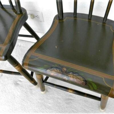 Pair of Vintage Pennsylvania Fancy Painted Chairs Rounded #2 of 4 Sets