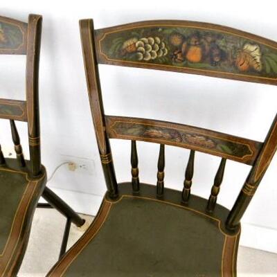 Pair of Vintage Pennsylvania Fancy Painted Chairs Rounded #3 of 4 Sets