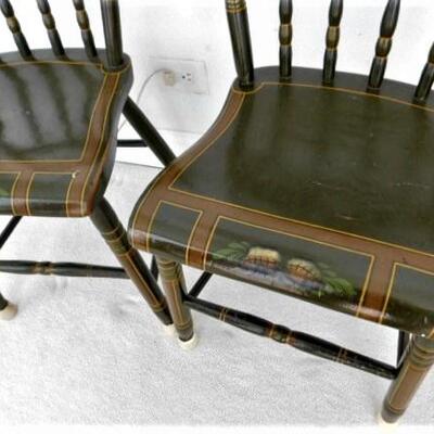 Pair of Vintage Pennsylvania Fancy Painted Chairs Rounded #3 of 4 Sets