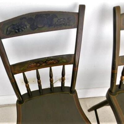 Pair of Vintage Pennsylvania Fancy Painted Chairs Rounded #4 of 4 Sets