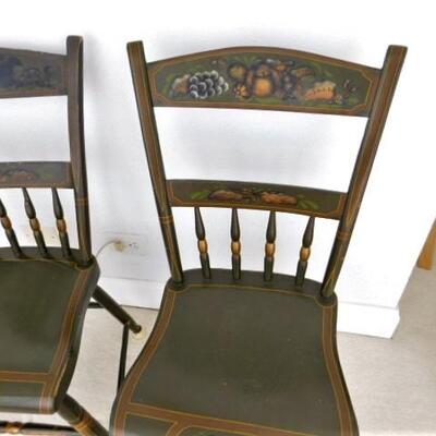 Pair of Vintage Pennsylvania Fancy Painted Chairs Rounded #4 of 4 Sets