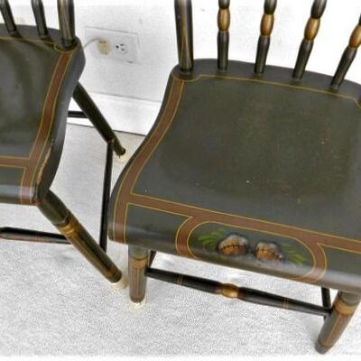 Pair of Vintage Pennsylvania Fancy Painted Chairs Rounded #4 of 4 Sets